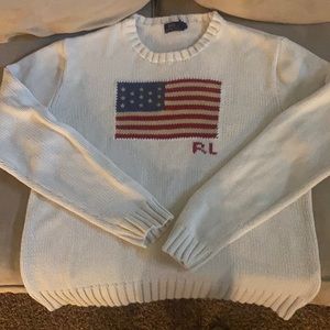 EUC Ralph Lauren Flag Sweater. Size XL 100% Cotton. Original Retail Price $398.